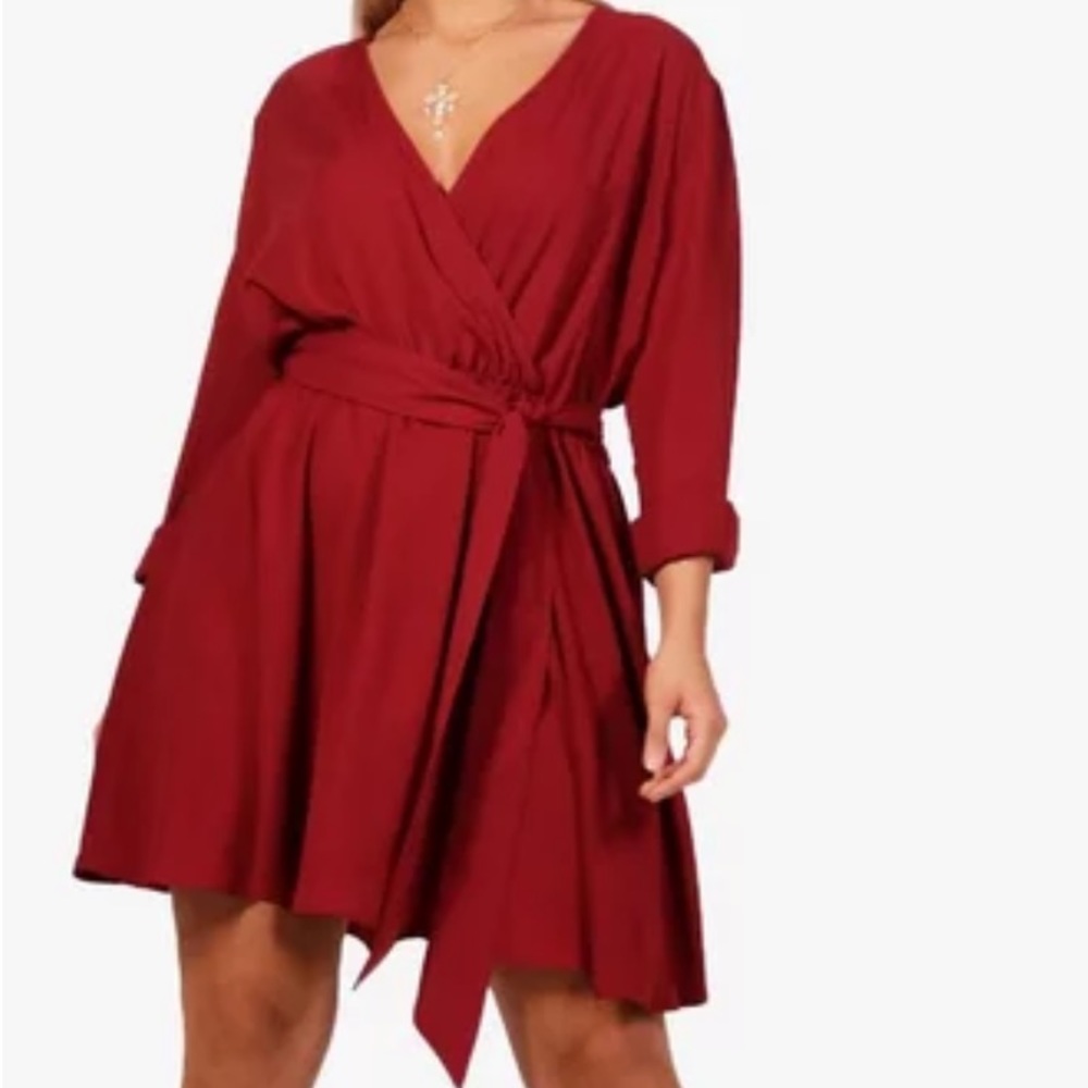 Plus Size Jasmine Wrap Front Skater Dress